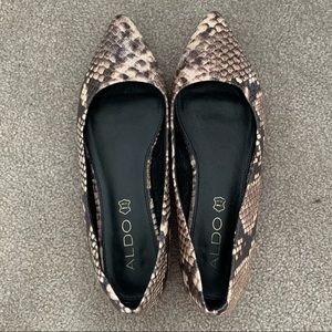 ALDO Snakeskin Pointed-Toe Flats with Gold Accents